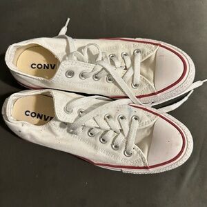Converse White Canvas Sneakers with Red Trim